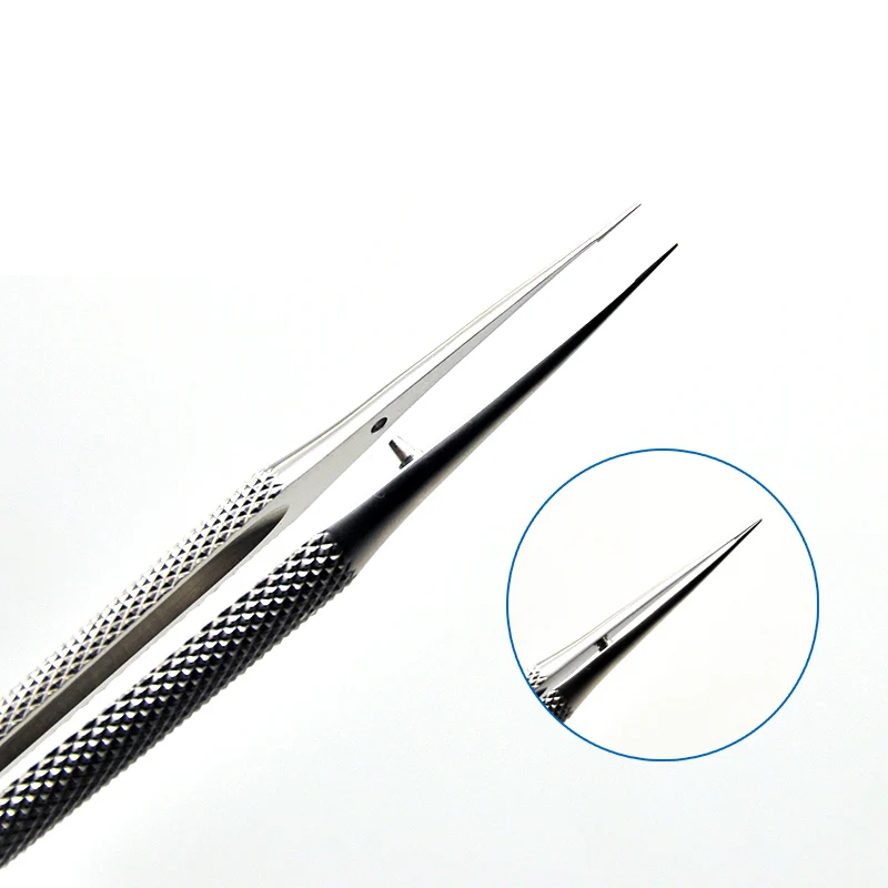 11cm Stainless Steel Round Handle Micro Tweezers Eyelid Tweezers Tooth Platform Ophthalmic Instruments Surgery Tools