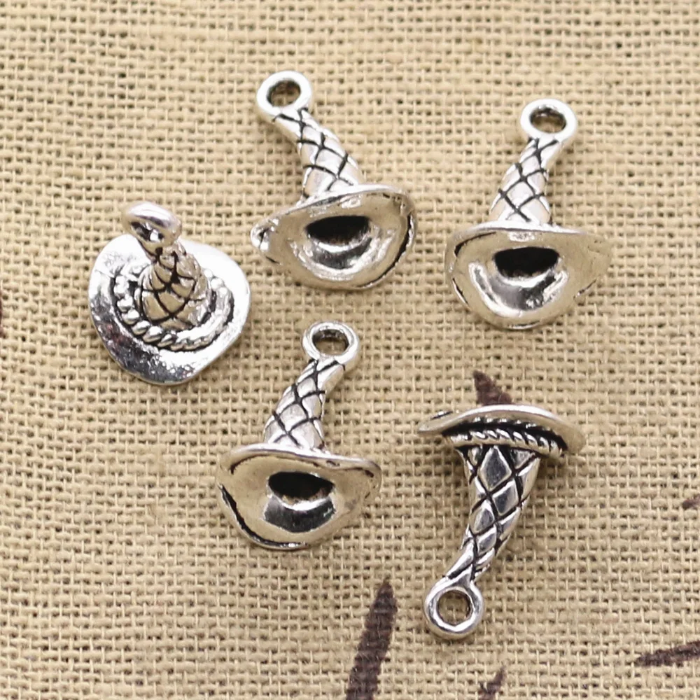 30pcs Charms Magician Magic Hat 15x11x10mm Antique Silver Color Plated Pendants Making DIY Handmade Tibetan Silver Color Jewelry