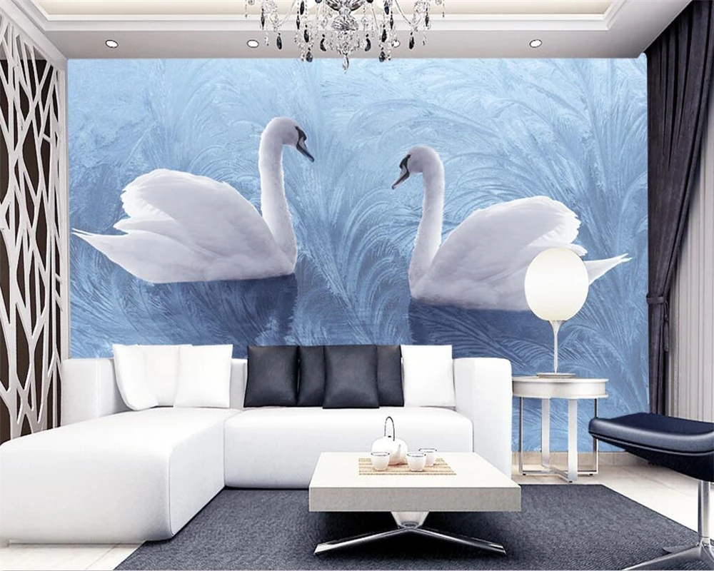 Beibehang 3D wallpaper background modern swan reed fabric art murals living room large painting home decoration photo wallpaper