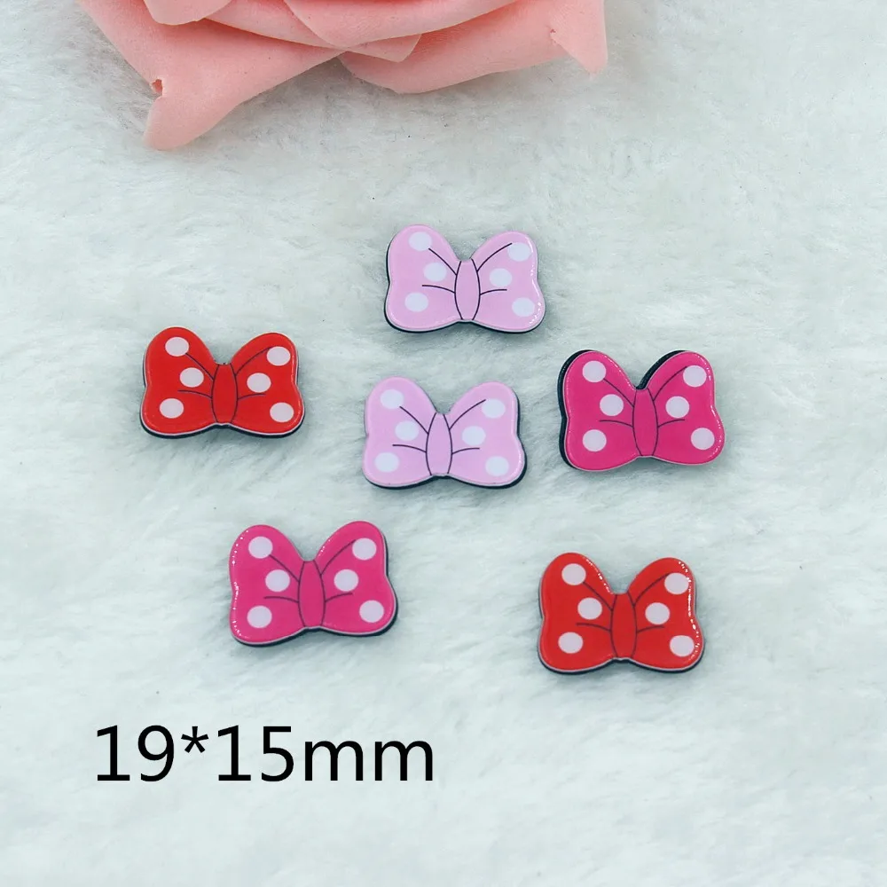 50pcs/lot planar resin bows mix colors   for kids hair resin cabochons accessories19*15MM