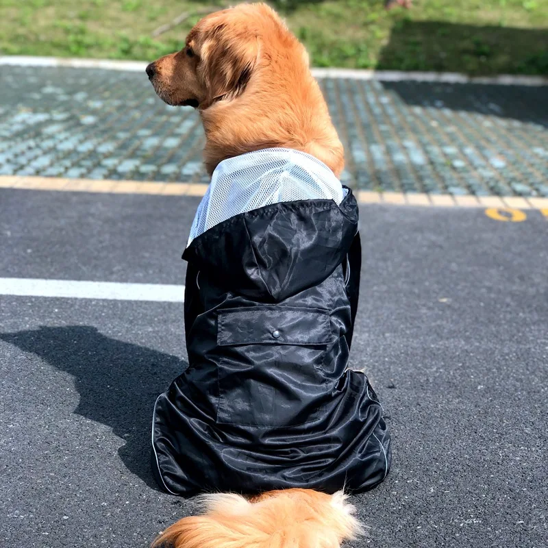 Outdoor Large Dog Raincoat Waterproof big Dog Clothes Coat Rain Jacket Reflective Medium Large big dog poncho Breathable mesh