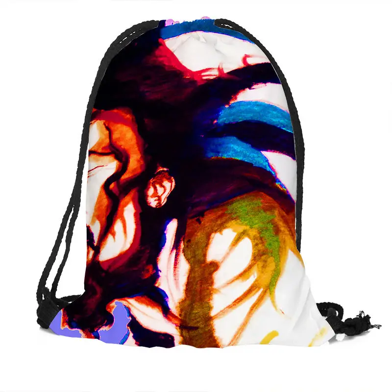 Custom Bob Marley Drawstring Bag Silk Soft Bag Large Sapacity Custom Logo Printing Backpack More Size