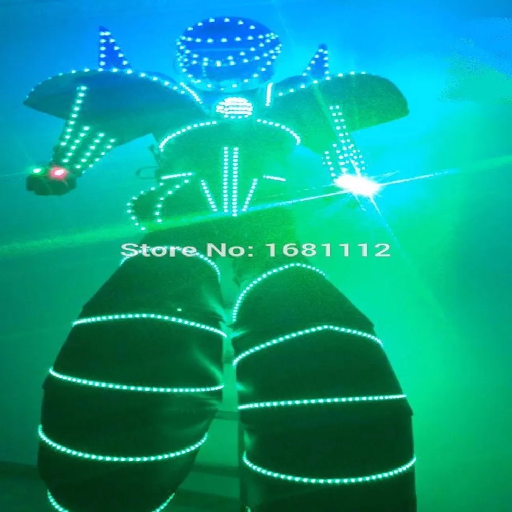 Traje LED Robot Costume led Clothes Stilts Walker Costume LED Suit Costume Helmet Laser Gloves