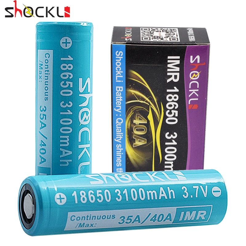 

Shockli 18650 battery 3.7V 3100mAh 3000mAh li-ion battery 40A Lithium rechargeable battery for flashlight electronic cigarette