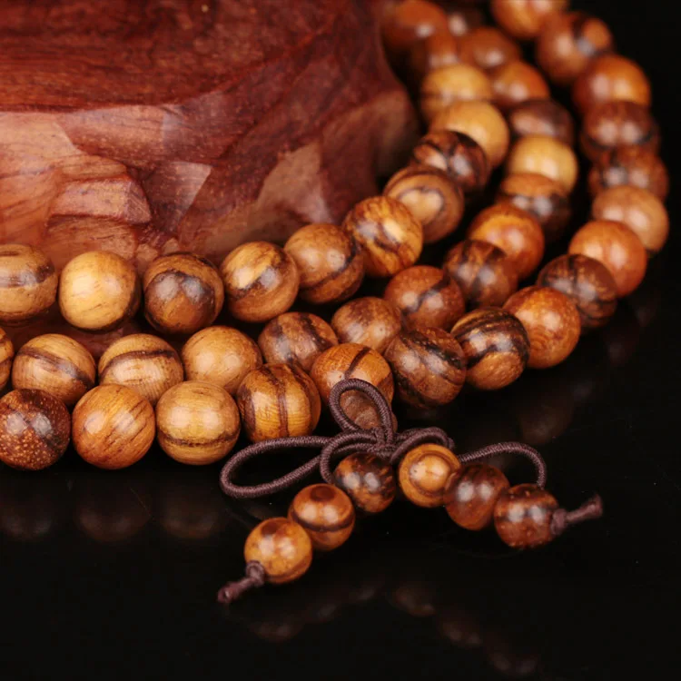 Vintage 6mm 8mm 108 Beads Natural Teak Sandalwood Buddhist Wood Bracelets Meditation Prayer Bead Mala Bracelet Women Men Jewelry