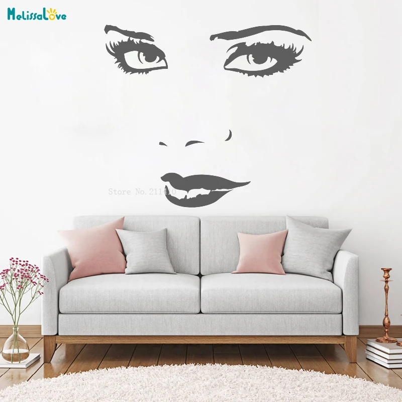 Charming Eyes Wall Vinyl Decals Super Sexy Girls Look Lips Beauty Salon Amazing Art Home Decor Removable Poster YT1651