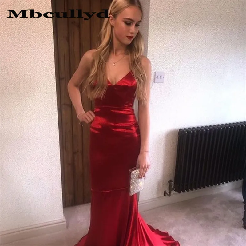 

Mbcullyd Sexy V-neck Mermaid Prom Dress for Black Girls Formal vestidos de fiesta Long Sweep Train Special Occasion Evening Gown
