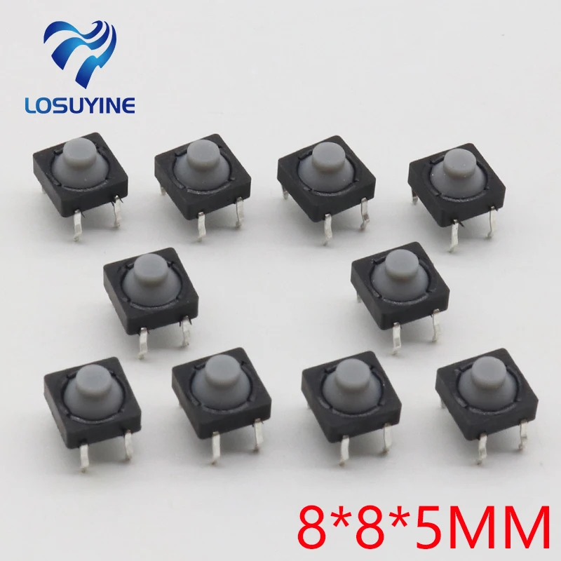 20pcs/lot 8x8x5MM 4PIN G77 Conductive Silicone Soundless Tactile Tact Push Button Micro Switch Self-reset