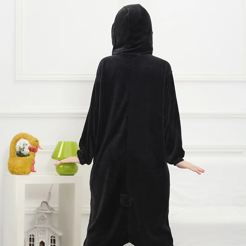 Adult Anime Kigurumi Onesies Cute Black Penguin Costume For Women Men Funny Warm Animal Onepieces Sleepwear Home Cloths Girl