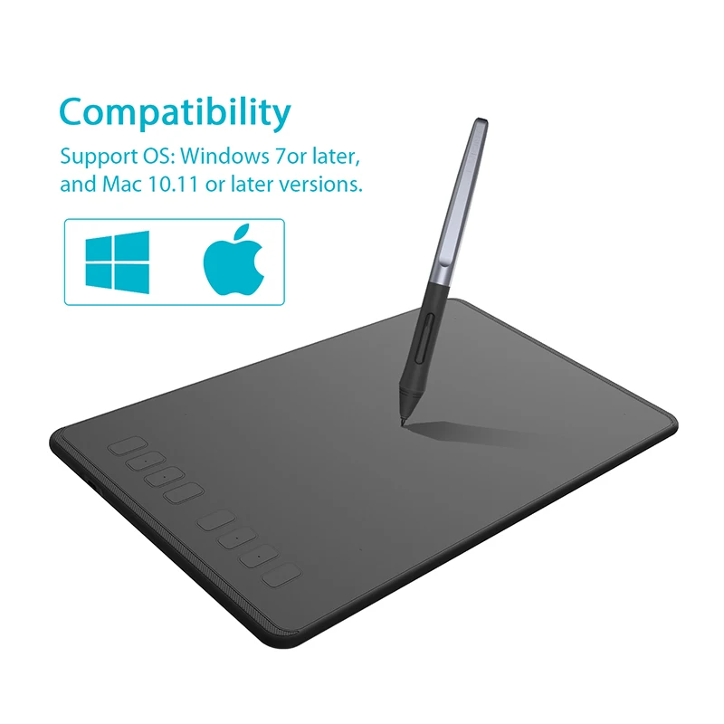 HUION 9 Inch Graphic Tablet H950P 8 Press Keys Digital Drawing Pen Tablet with 8192 Levels Battery-Free Stylus Tilt Function