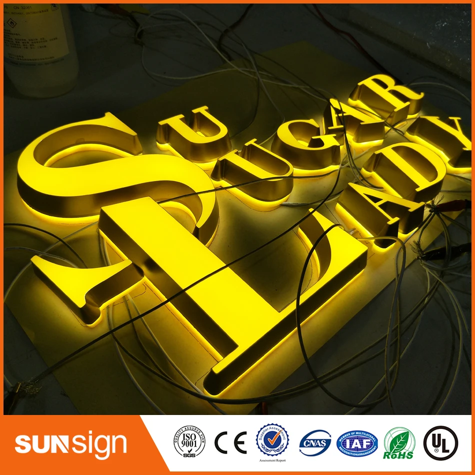 Iluminación 3D acrílico Mini LED canal carta signo/marco metal letras signos