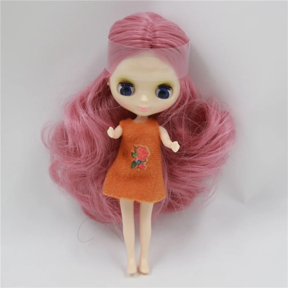 Fashion style mini blyth doll colour hair Medium hairstyle nude factory doll fashion girl toys 11cm without clothes