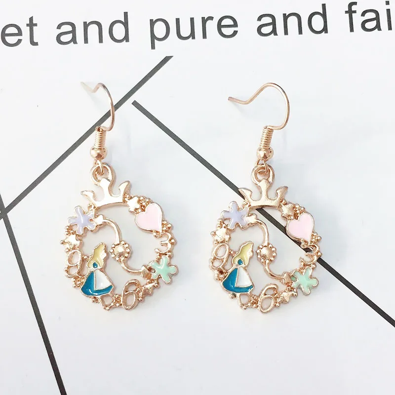 New hot sale cute love flower crown earrings noble symbol generous glamour female ear jewelry earrings