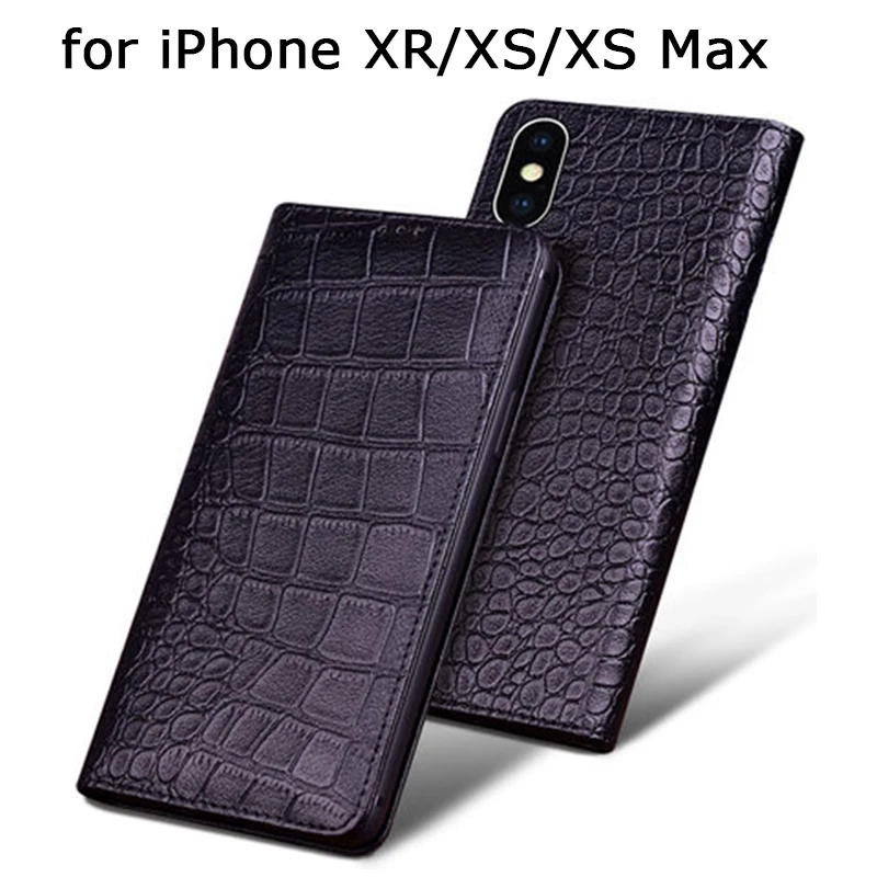 

For iPhone XS Case 100% Genuine Leather Cover with Tempered Glass Screen Protector for iPhone XS Business Flip Bag for iPhone XR