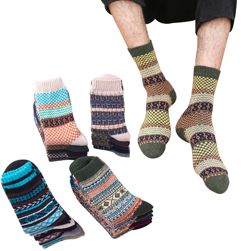 

5 Pairs Casual Mens Warm Winter Soft Thick Angora Cashmere Rabbit Wool Blend Socks Vintage Creative Comfortable Men Sock Meias