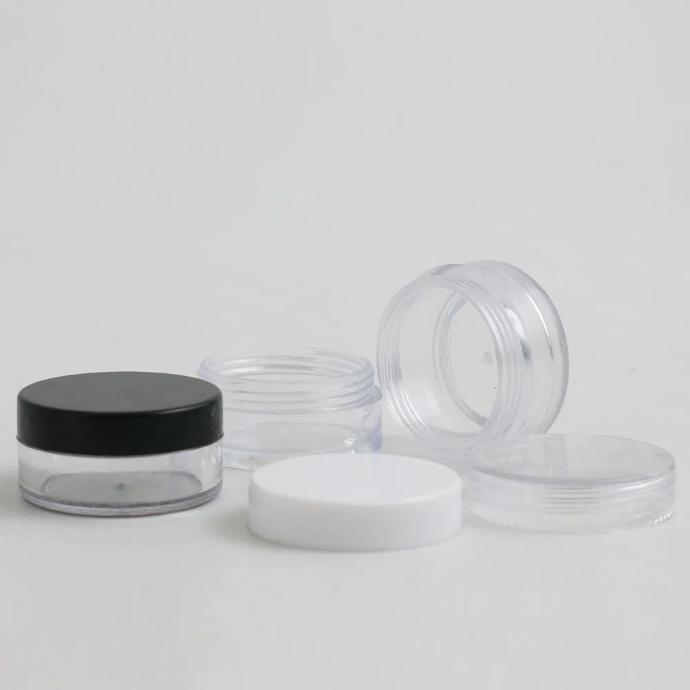 50 x 1g 2g  3g  10g  20g High Quality Empty Transparent PS Cream Jar With Three Plastic Cap Cosmetic Make Up Containers