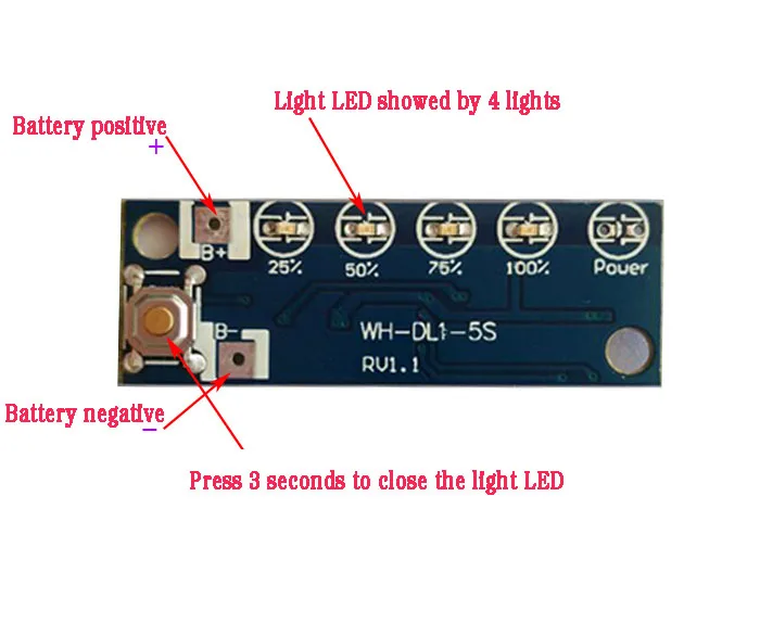 1-7S Li-ion Lithium Battery Led Electricity Display Board