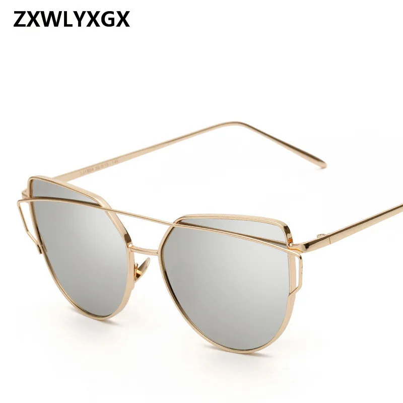 ZXWLYXGX Sunglasses Women Brand Designer CatEye Sun Glasses Lady Mirror Sun Gasses Men Glasses Female Vintage GlassesUV400