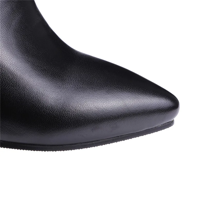 YMECHIC Autumn Pink Black Beige Large Size Shoes Women High Heel Ankle Boots Concise Sexy Leather Lady Thin Med Heels Pumps Boot