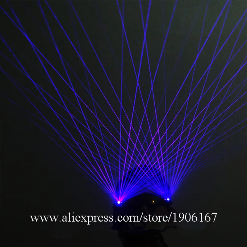 Blue Laser Man Glasses With 2pcs Violet Lasers Luminous Stage Props Laser Show Sunglasses Event Party DJ Singer Eyewear