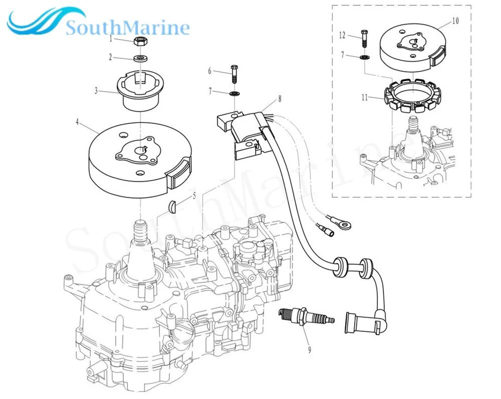 6BX-85510-A0 Verlichting Coil Assy Voor Yamaha Buitenboordmotor F4L F4S F6L F6S F6C 4-Takt