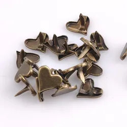 50PCs Bronze Heart Brads Scrapbooking Embellishment Fastener Brads Metal Crafts For shoes Decoration 11x10mm CP1514