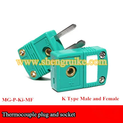 Green K Type mini thermocouple connector flat pin male and female IEC-584 International Standard