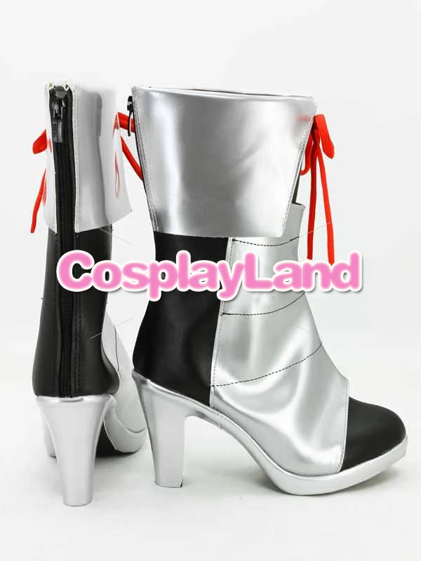 Áo Thun Kantai Collection Hạm Đội Bé Gái Ashigara Bạc & Đen Cosplay Giày Boots Nữ Trang Phục Hóa Trang Đảng Giày Tự Làm Giày