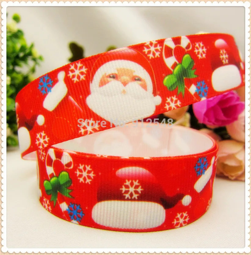 YJHSMY 1493165, 9Style 5yard/lot 22/25mm Christmas Series Printed grosgrain ribbon, DIY handmade,headwear accessories, wedding