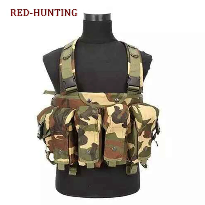 Outdoor Chest Rig Airsoft Hunting Vest Molle Pouch Simple Military Tactical Vest Magazine Pouch Carrier Vest for Hunting CS