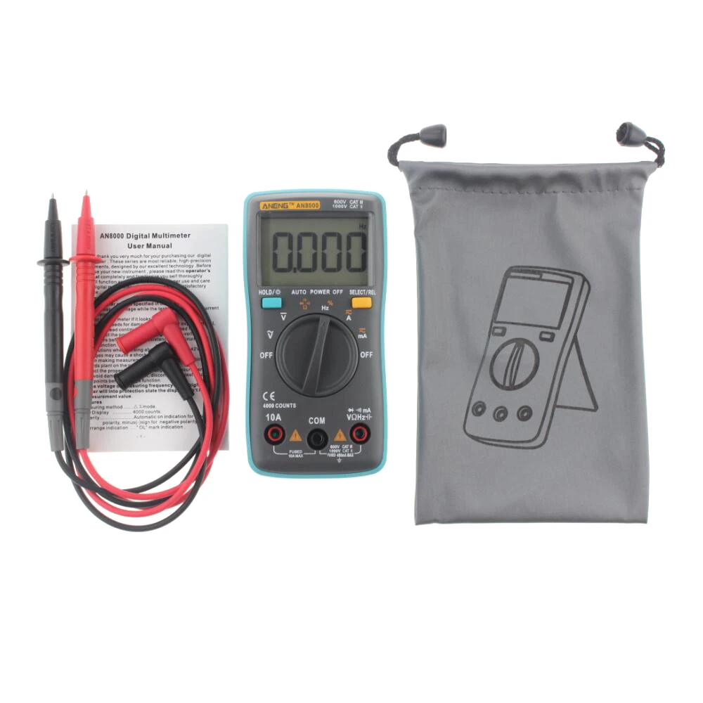 4000 Counts Portable Digital Multimeter LCD Display Auto Range AC/DC Ohm Ammeter Voltmeter Multimeter Meter With Storage Bag X15