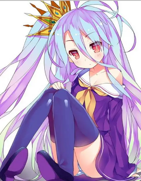 Anime No Game No Life 시로 110cm 롱 멀티 컬러 포니 테일 내열성 코스프레 의상 가발 + 가발 모자