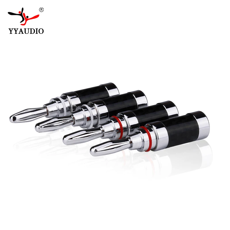 YYAUDIO Hifi Banana Connector 4mm Speaker Banana plugs Copper Rhodium Plated Banana Jack For Audio Jack Speaker Plugs Black&Red
