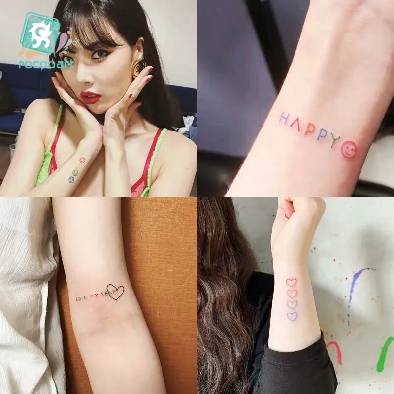 

HyunA ins series Colorful Rainbow Expression Tattoo Sticker Face hand Lovely Body Art Fake Tatoo Temporary Waterproof Taty