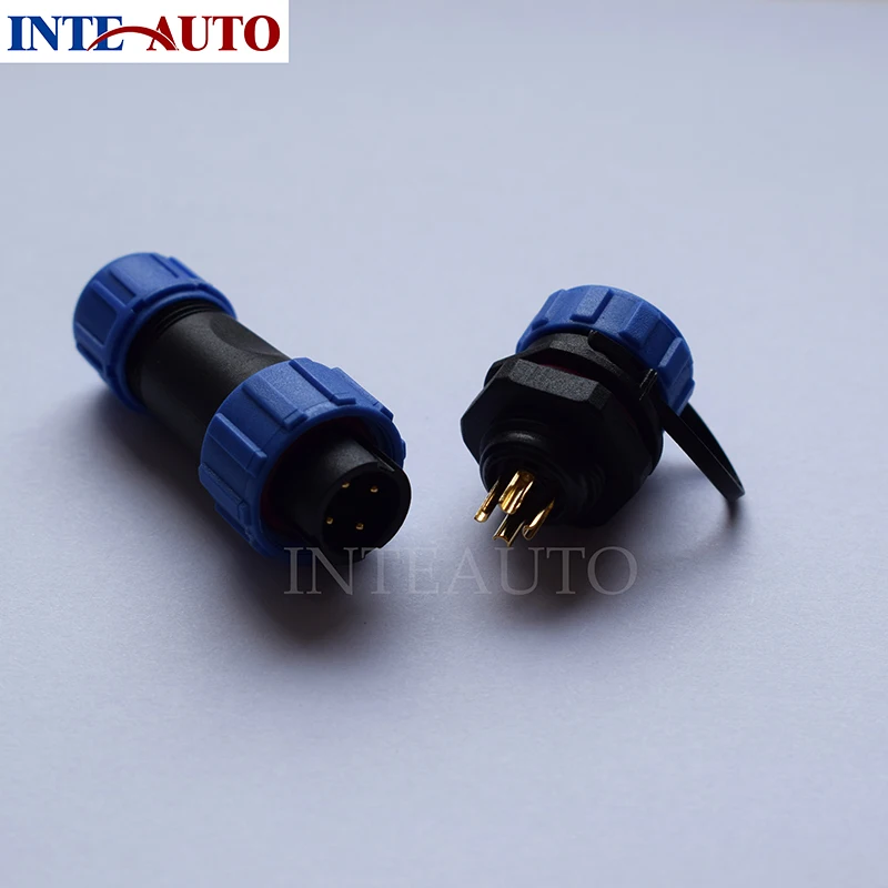 Compatible  SP13 4 Pins Waterproof Watertight Connector,Cable Plug Socket, LED Power Wire P68 Connector