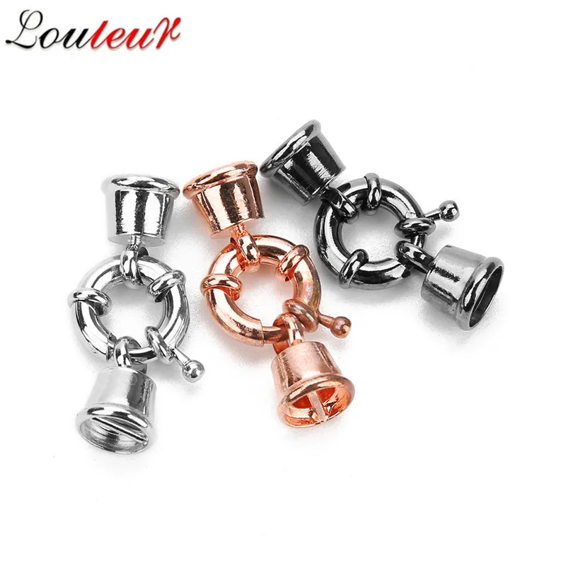 LOULEUR 5pcs/lot Metal Copper 13 17mm Round Spring Clasps Hooks For Necklaces Bracelets Connector Diy Jewelry Findings