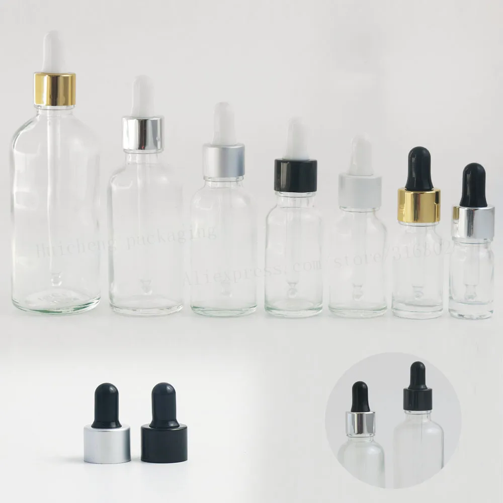 

200 x 1/2oz Clear Glass Dropper Bottles 1oz Transparent Oil Glass Piepette Dropper Container 5ml 10ml 20ml 30ml 50ml 100ml