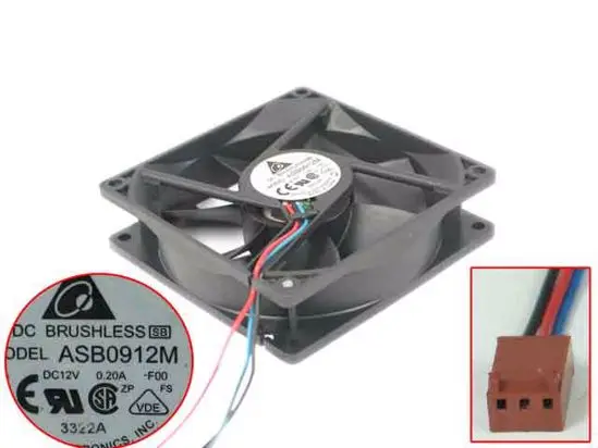 

Delta Electronics ASB0912M F00 DC 12V 0.20A 90x90x25mm 3-Wire Server Cooling Fan