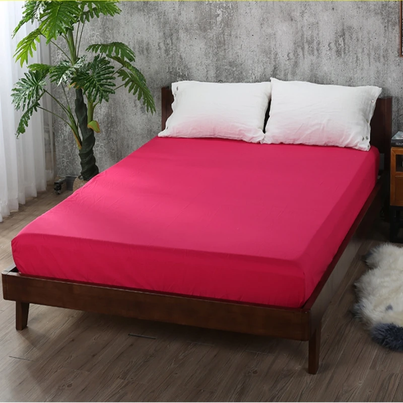 1 ピースシーツ無地ベッド弾性バンドダブルクイーンサイズ 160 センチ * 200 センチマットレスカバー 100% ポリエステル