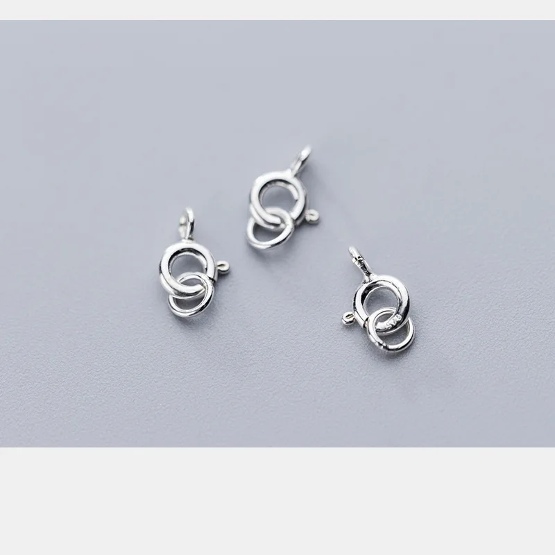 2pcs 100% 925 Sterling Silver Spring Clasp Connectors 5mm Silver Spring Hooks With Ring For Necklace Bracelets DIY Jewelry Make