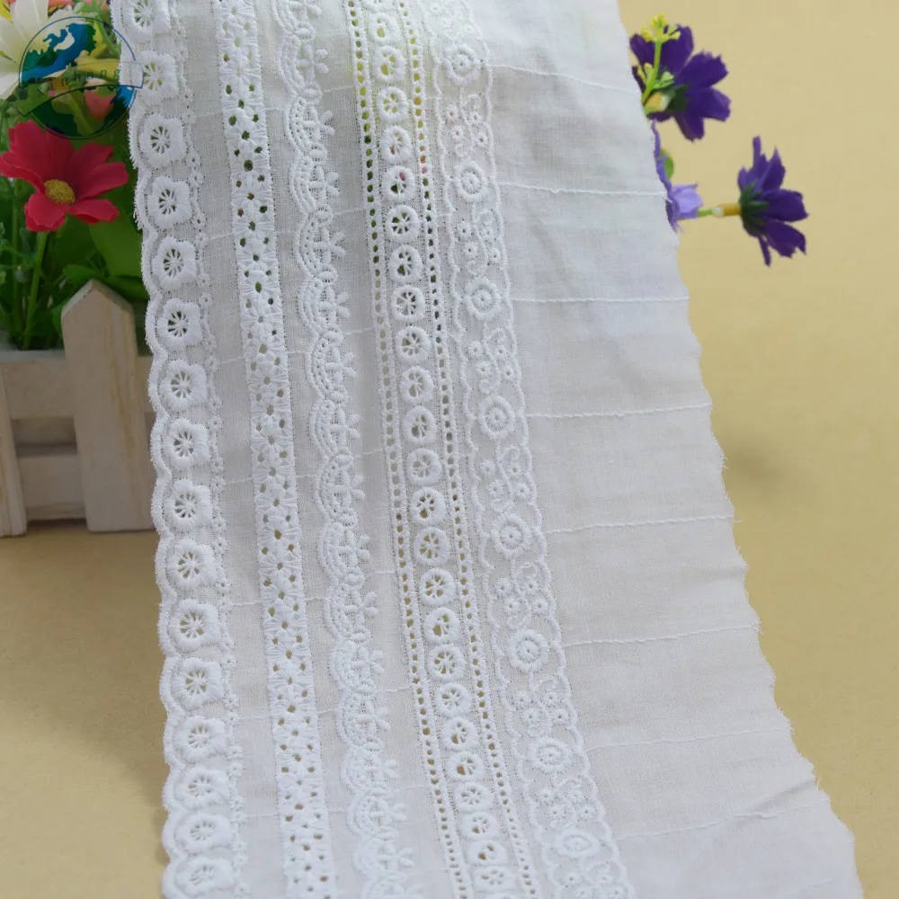 11cm Width 100% Cotton Embroid lace fabric Sewing Dress Ribbon Trim DIY Garment Accessories Womens dresses Lace for crafts#3314