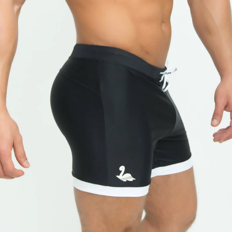 Taddlee Mens di Marca Costumi Da Bagno Costumi Da Bagno Swim Boxer Tronchi Lungo di Colore Solido Nero Tavola Da Surf Shorts Grande Formato XXL