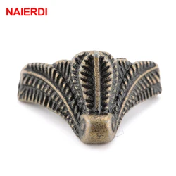 4PCS NAIERDI Antique Corner Protector Bronze Jewelry Box Wooden Case Decorative Feet Leg Corner Bracket Furniture Hardware
