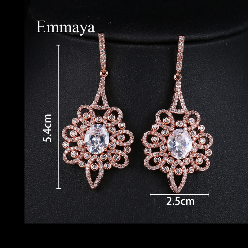 EMMAYA Luxury Dazzling Big Cubic Zircon Drop Earrings for Bridal Fashion Sliver Color Crystal Wedding Jewelry