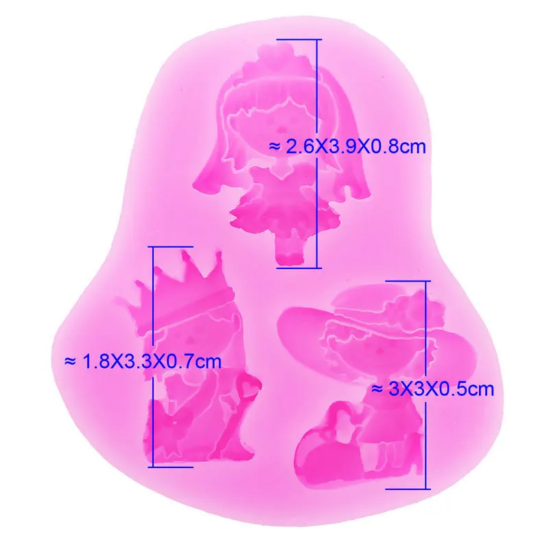 Princess Bride girl Shape fondant silicone mold kitchen baking chocolate pastry candy Clay making cupcake decoration tools F0119