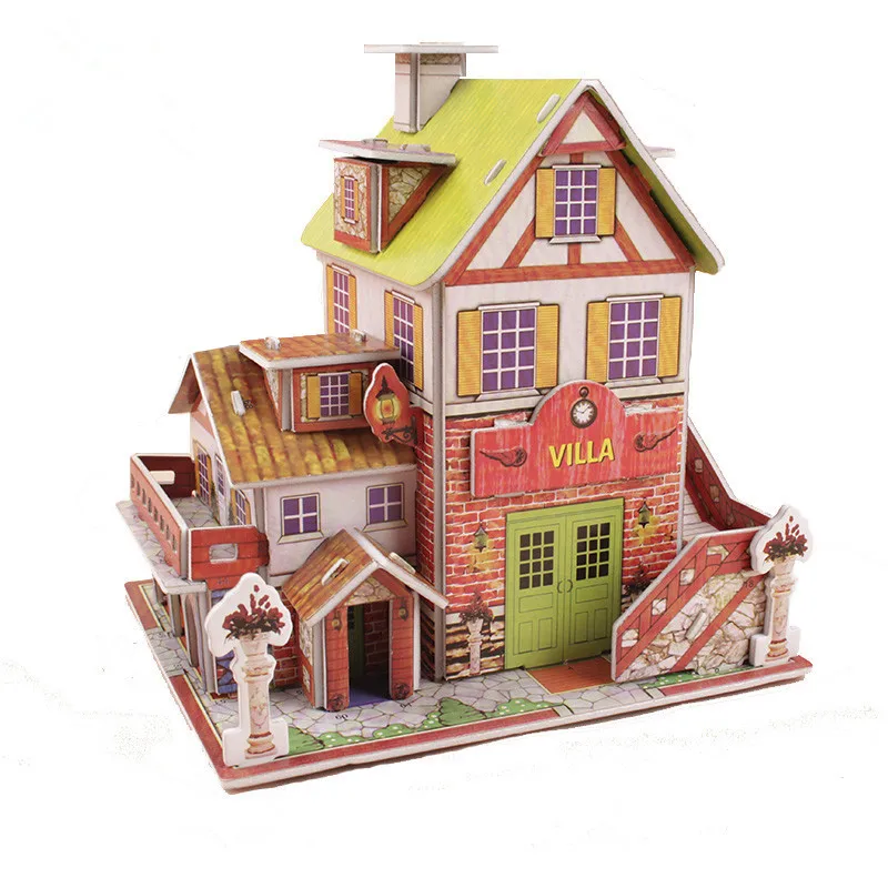 3D DIY Puzzle Castle Construction Aircraft Stereo Model Children's Puzzle Early Learning Creative Toys Fun Gifts