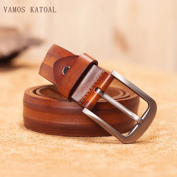 

VAMOS KATOAL Belts men first layer cow leather retro designer belt men vintage genuine leather belt man buckles for trousers