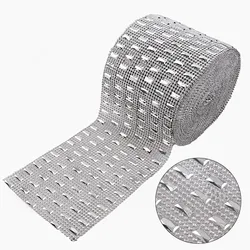 1 Yard 6 Rows 12*5mm Rhinestone Mesh Trim ( Without Rhinestone ) Silver Plastic Sew On For DIY Craft Jewelry Decoration