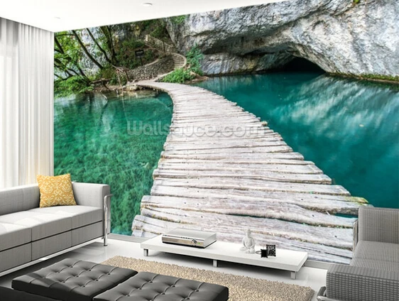 Custom natural scenery wallpaper,Plitvice Bridge,3D photo for living room bedroom kitchen wall wall waterproof PVC wallpaper