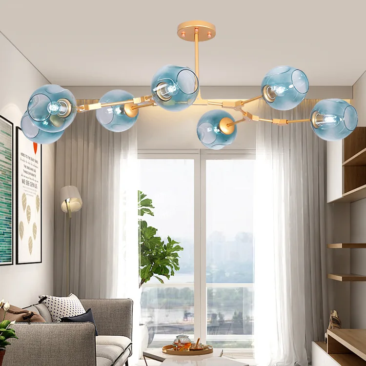 

Nordic postmodern molecular chandelier creative led living room chandelier bedroom lamp restaurant wrought iron chandelier light